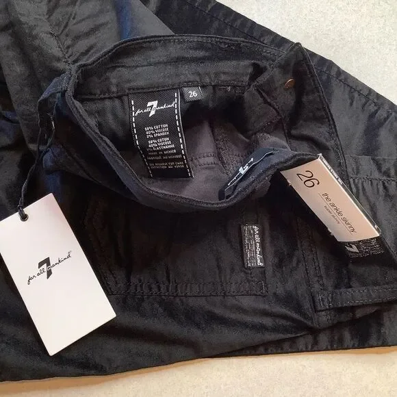 7 For All Mankind Jeans‎ 26 Ankle Skinny Black Velvet NWT - Picture 5 of 6
